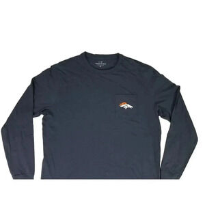 Vineyard Vines x Denver Broncos Long Sleeve Pocket T-Shirt Navy Blue Men Size XL